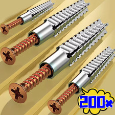 200/10Set Wall Expansion Anchors with Screws Drywall Tile Fixing UK
