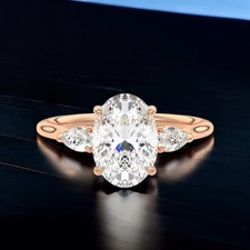 14k Rose Gold Setting Ring For Engagement Semi Mount Oval Diamond 0.30 Carat