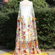 Colorful 3D Floral Shoulder Cape Veil Bridal Wedding Cape Shoulder Veils Shawl