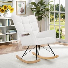 Relax Rocking Chair Armchair Nursery Nursing Seat Wooden Runners Thick Padding