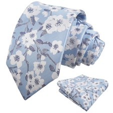 Mens 3.15 Inch Colorful Spring Floral Pattern Necktie Pocket Square Wedding