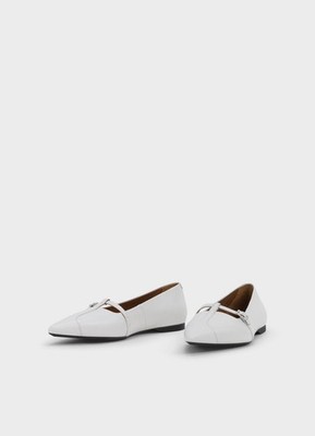 New Vagabond Shoemakers Hermine Pointed Toe T-Strap Flats in White Leather 38/8