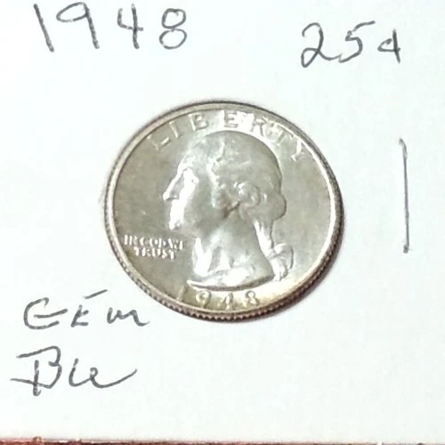 1948 P  Washington Quarter ~ Gem BU ~ BRIGHT ~ 1 Coin.  FREE SHIPPING