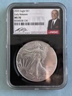 2025 Silver Eagle S$1 Early Release NGC MS70 Kevin O'Leary Signed Label