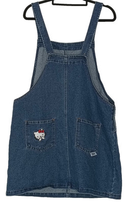 Hello Kitty Dress Size 14 Denim Dungaree Mini Pinafore Sanrio Y2K Kawaii