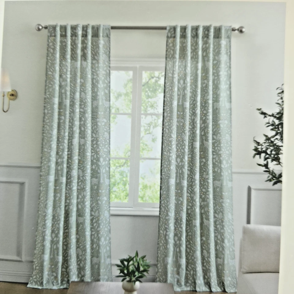 4 paneles de cortina Laura Ashley 37x84 cortinas de mezcla de algodón Woodland Forest Friends Foto 3 de 4