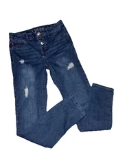 NWT Vigoss Blue Jeans THE JAGGER Skinny, Stretch, Girls 14 Distresses Dark Denim