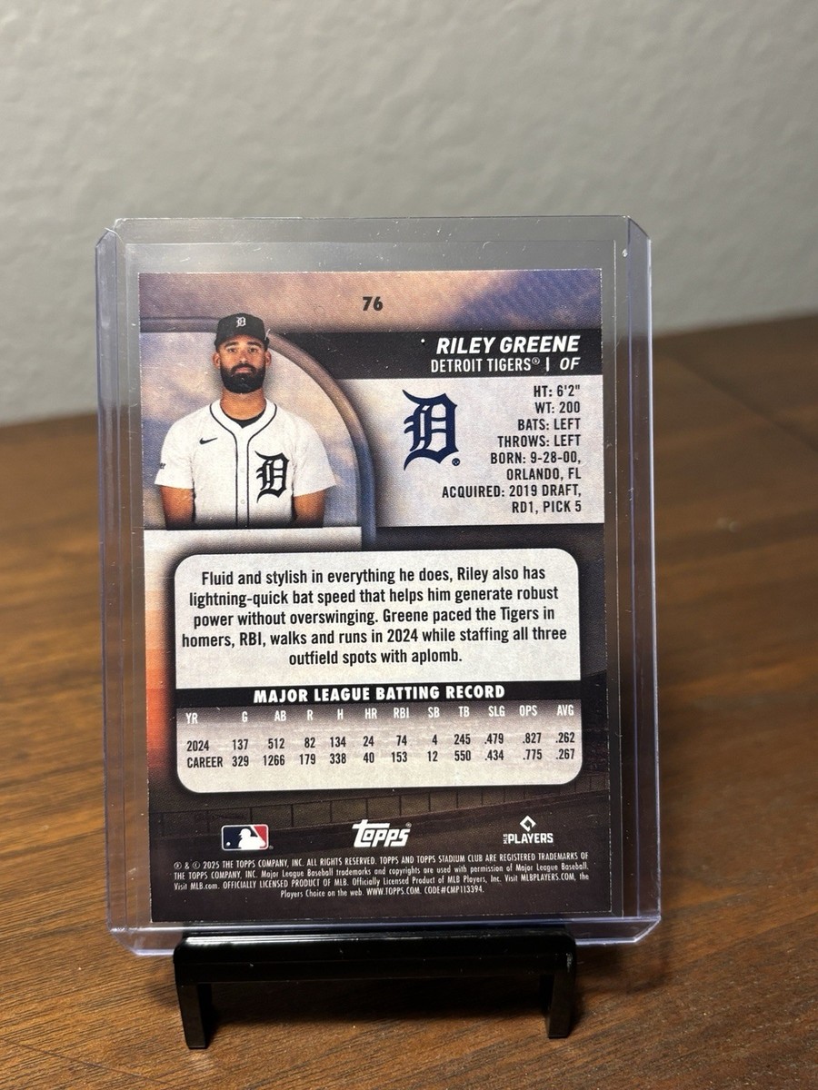 2025 Topps Stadium Club RILEY GREENE #/199 GREEN FOIL Detroit