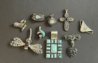 Vtg Sterling Silver Gemstone Jewelry Lot 925 Pendants & Brooch Lot Topaz Opal
