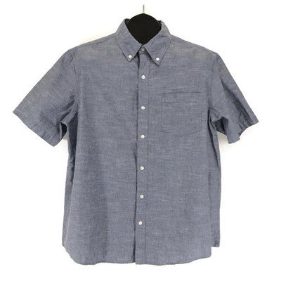 Chaps Short Sleeve Button Down Shirt Men's XL Blue Cotton Business Casual Summer