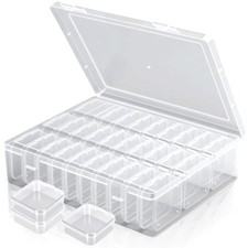Bead Organizer Box, 31 Mini Clear Jewelry Organizers and Hinged Lid Bead Stor...