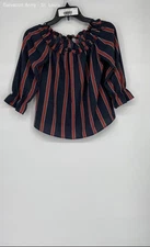 Divided H&M Womens Blue Red 3/4 Sleeve Off-The Shoulder Blouse Top Size 6