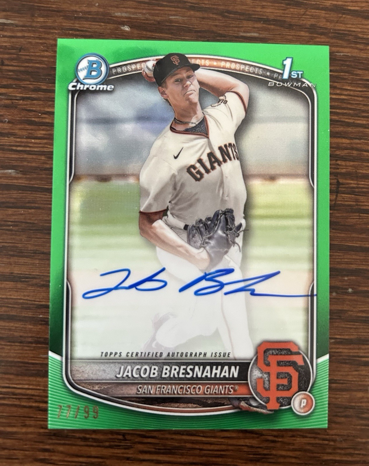 2025 Bowman Jacob Bresnahan /99 Green lava 1st Chrome Prospect Auto #CPA-JBR