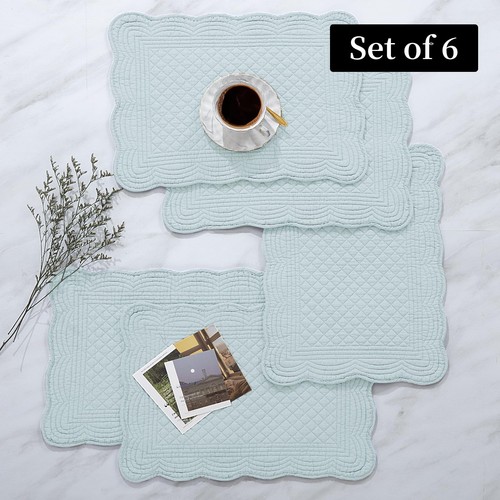 100% Cotton Quilted Placemats Set of 6Washable Cloth Table Placemats for Kitc - Picture 5 of 8