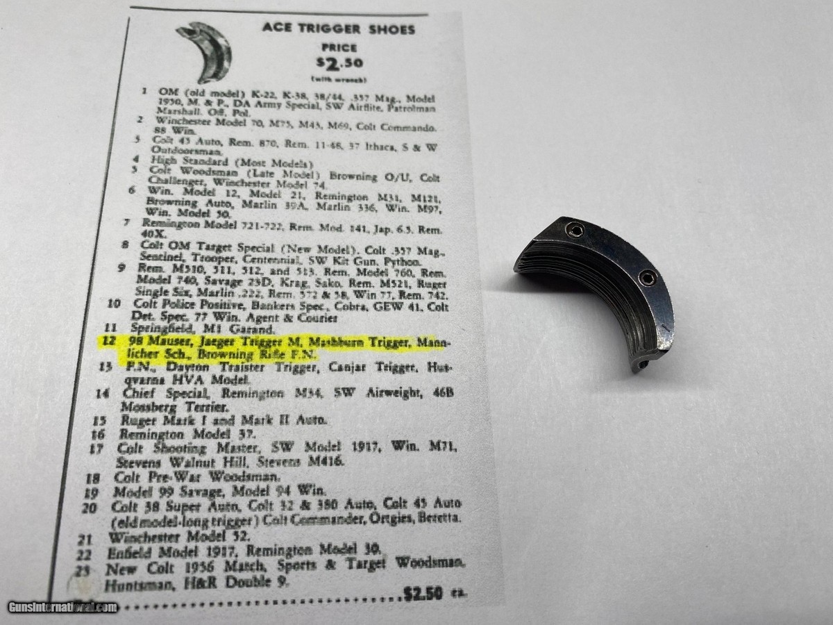 Flaig Ace Trigger Shoe #1 Blued Steel With Set Screws | eBay