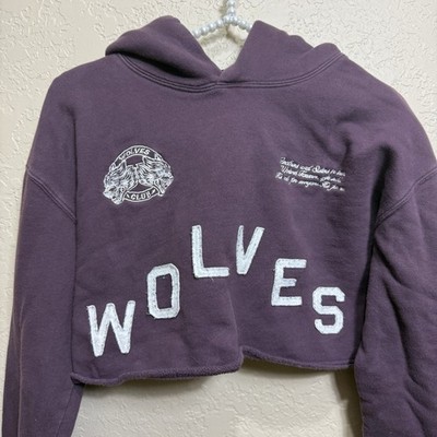Darc Sport Wolves Club SHE Cropped Hoodie Pullover Sweater Sz S