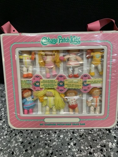 Vintage My Cabbage Patch Kids Brag Bag W/ 8 Dolls