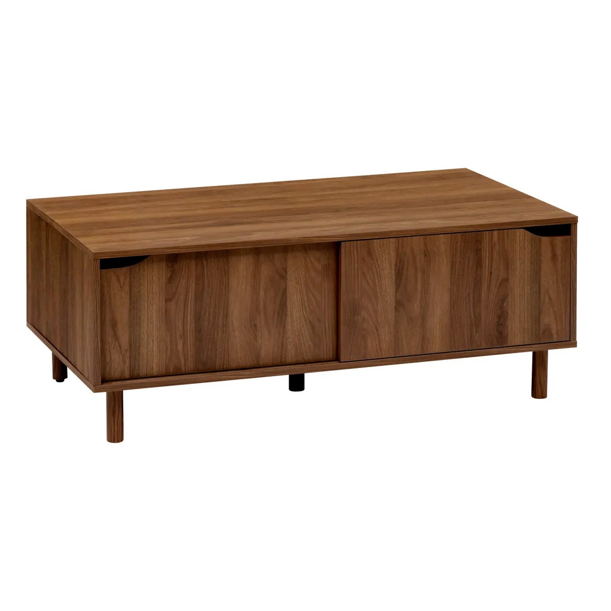 Table basse 2 portes coulissantes Slidy 108cm marron pour salon