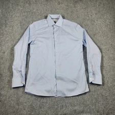 Eton Dress Shirt Mens 15 3/4 40 Contemporary Houndstooth Long Sleeve Blue