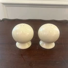Fiesta Fiestaware Homer Laughlin Ivory Salt & Pepper Shakers Bulbous Ball Shape