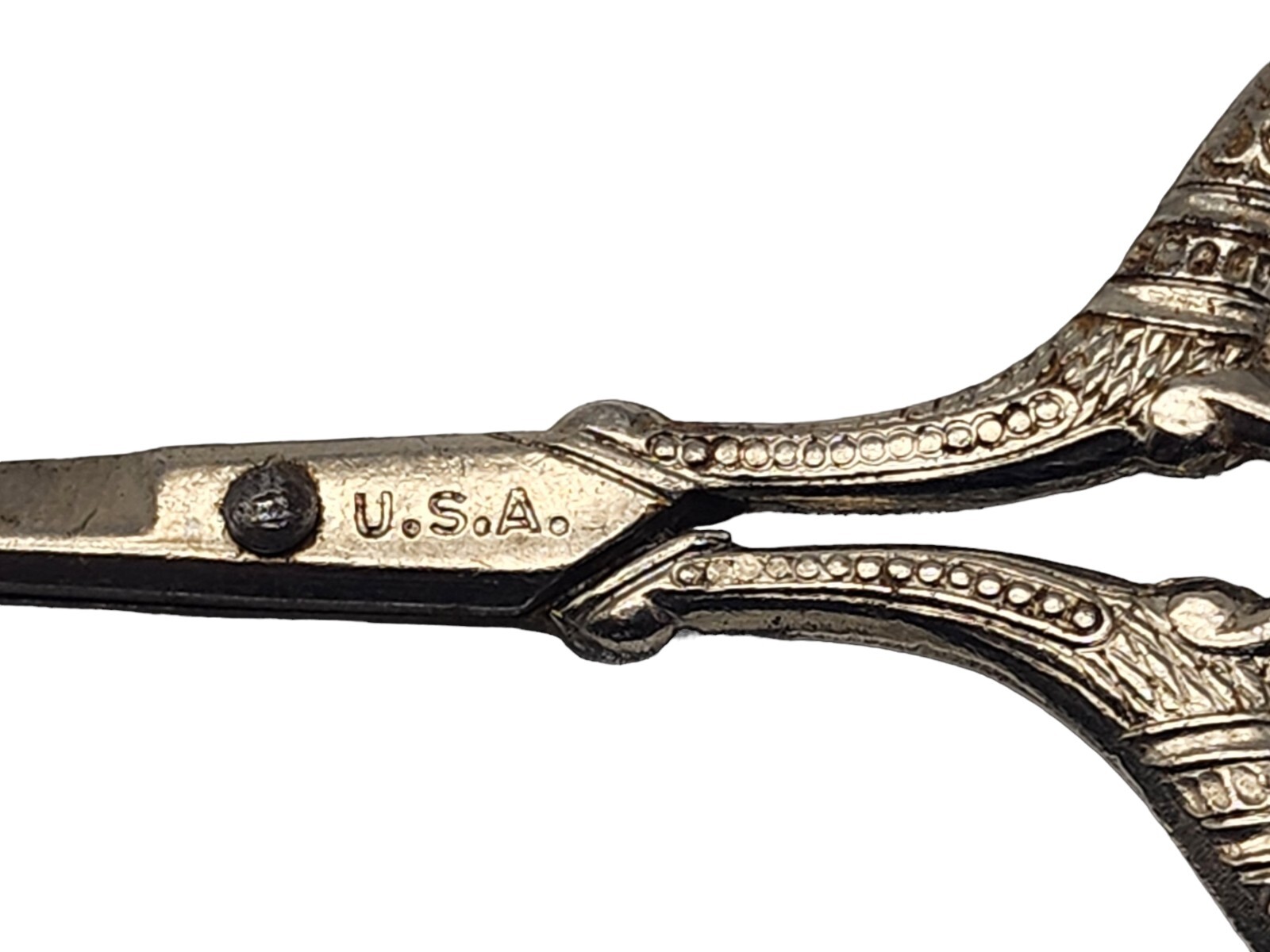 ANTIQUE Silver Sewing Thread Scissors Made in USA eBay