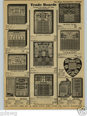 1938 PAPER AD 6 PG Gamble Punch Board Card Beer Whiskey Cigarettes Slot Machine