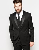 Herren Schwarz AnzüGe Designer Hochzeit BräUtigam Smoking Anzug (Jacke + Weste +