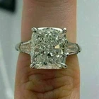 Vintage Art Deco Style Cushion Cut Lab Created Diamond Wedding 925 Silver Ring