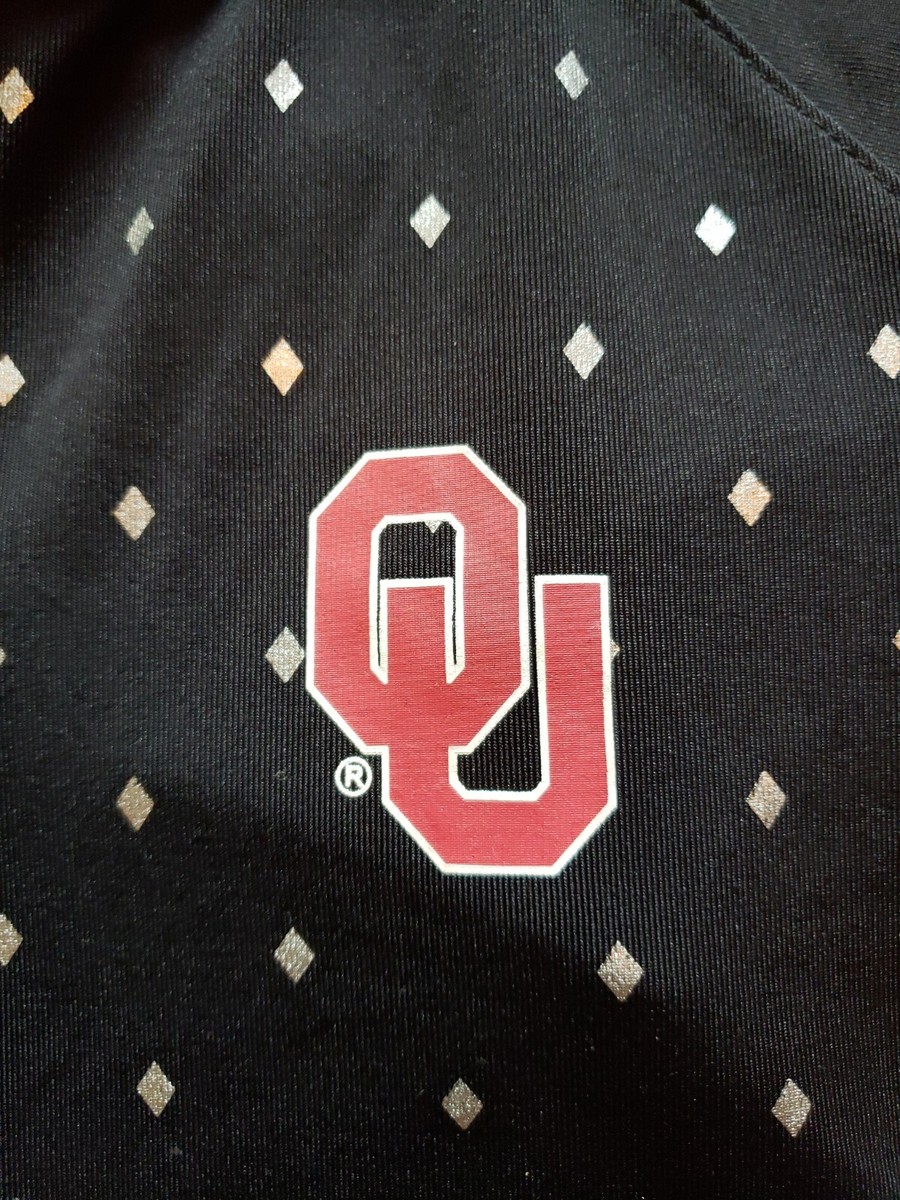 OU Oklahoma University Knit Shirt Womens Large Black Pullover 1/4