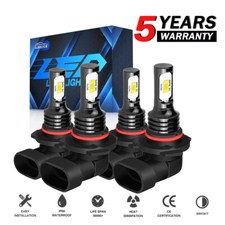 9006/9005 LED Headlight KIT Combo Bulbs 10000K High Low Beam Super Bright White