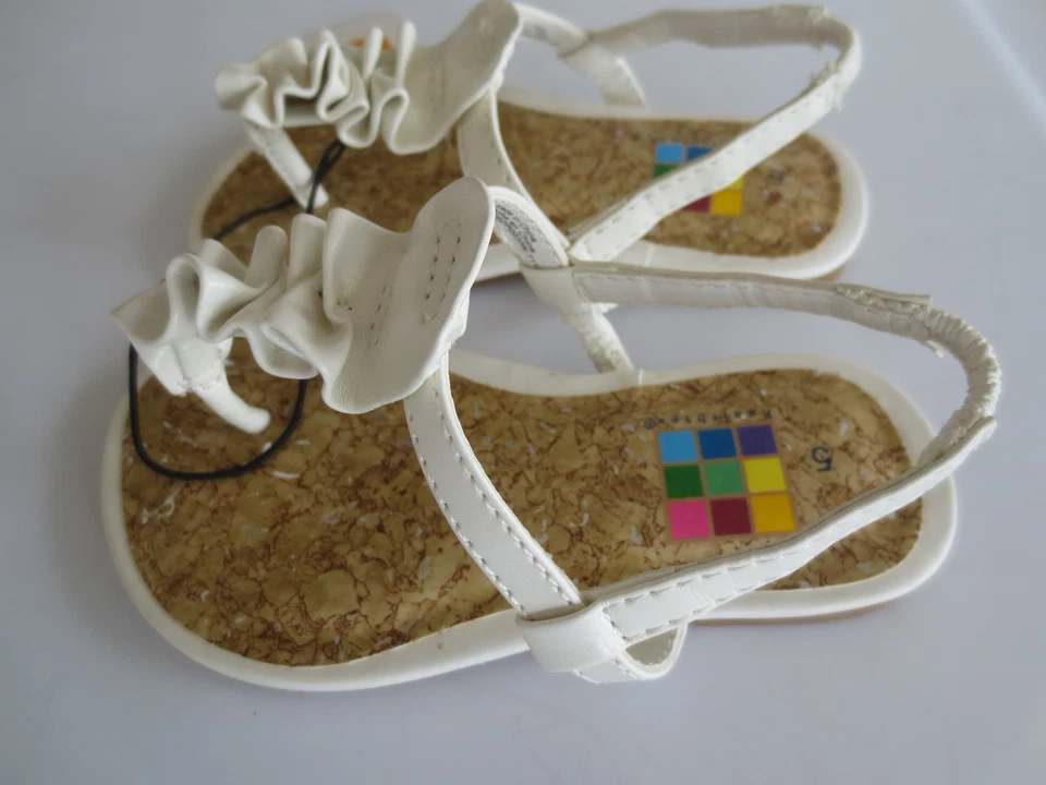 NUEVO Niña Niño 6 HEALTHTEX 18-24 meses Blanco Zapatos Sandalias Volantes Nuevo con Etiquetas Foto 2 de 4