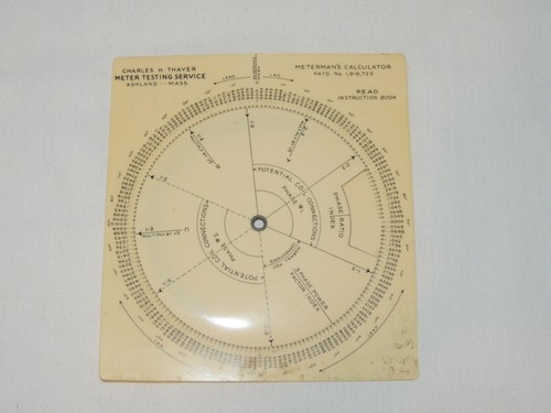 Vintage Charles H Thayer Testing ~ Meterman's Dial Calculator w/ Instructions - Picture 3 of 9
