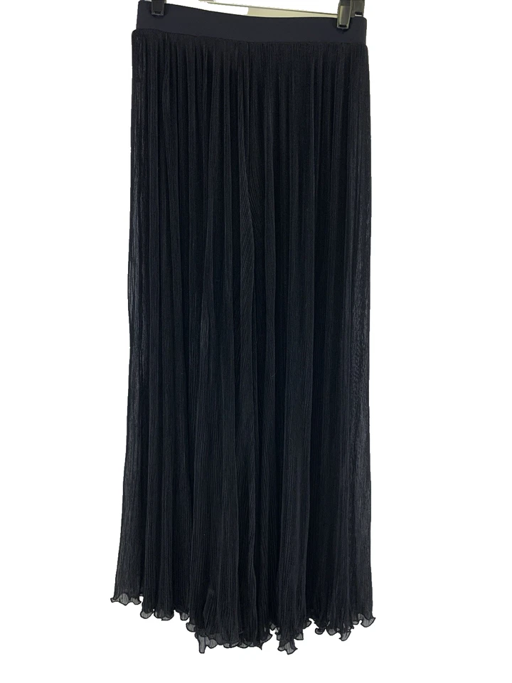 Pantalones Gideon Oberson Cubrir Negros Plisados Pierna Extra Ancha Fluidos Para Mujer Medianos Foto 2 de 4