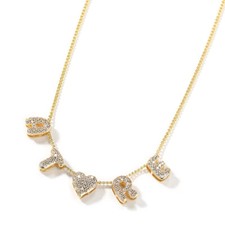 DIY Custom Charm Bubble Letters A-Z Name Pendant Necklace 5A Zircon Jewelry