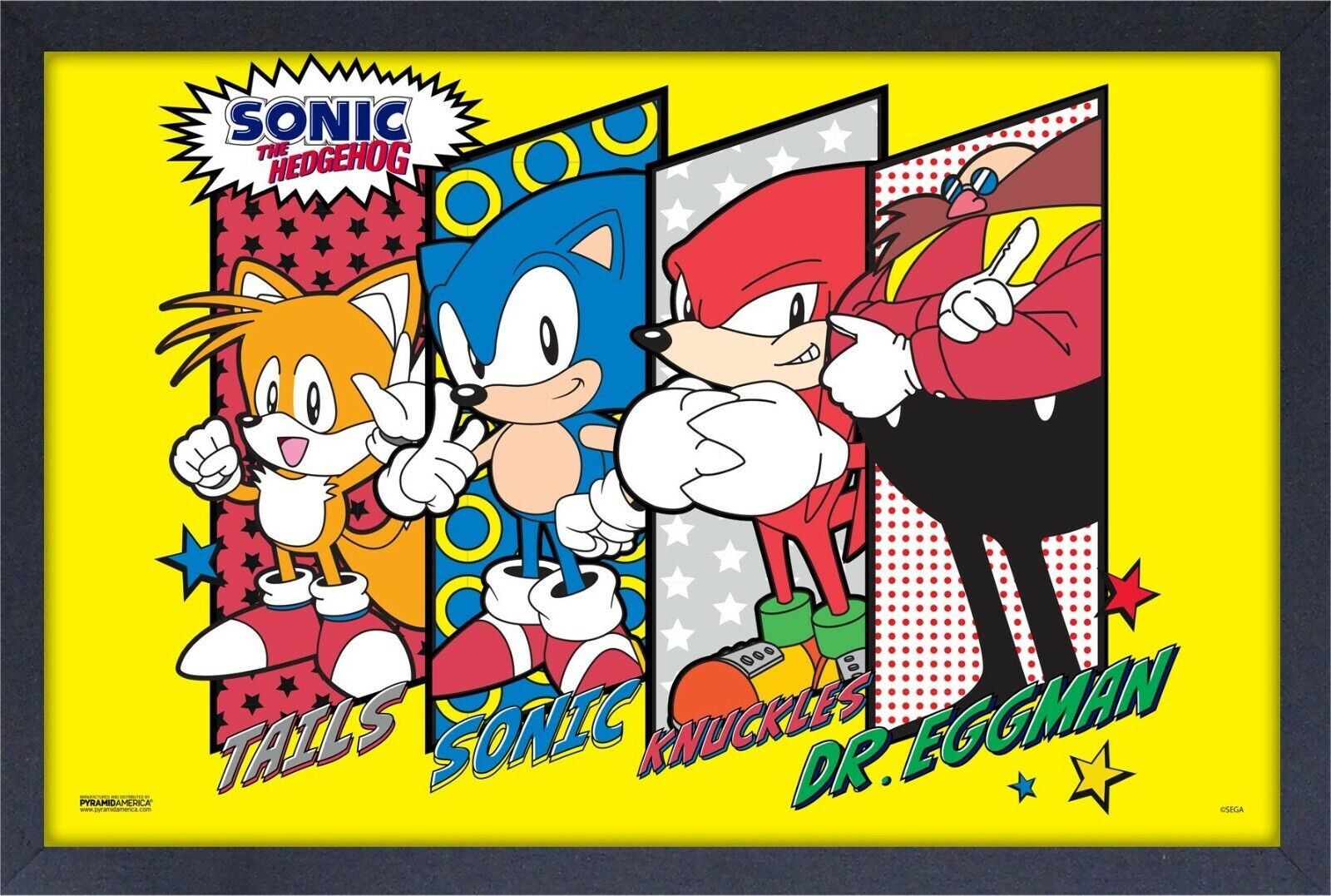 SONIC THE HEDGEHOG GROUP JAPANESE 12x18 FRAMED GELCOAT POSTER