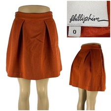 3.1 Phillip Lim Womens 0 Skirt Orange Wool Bl...