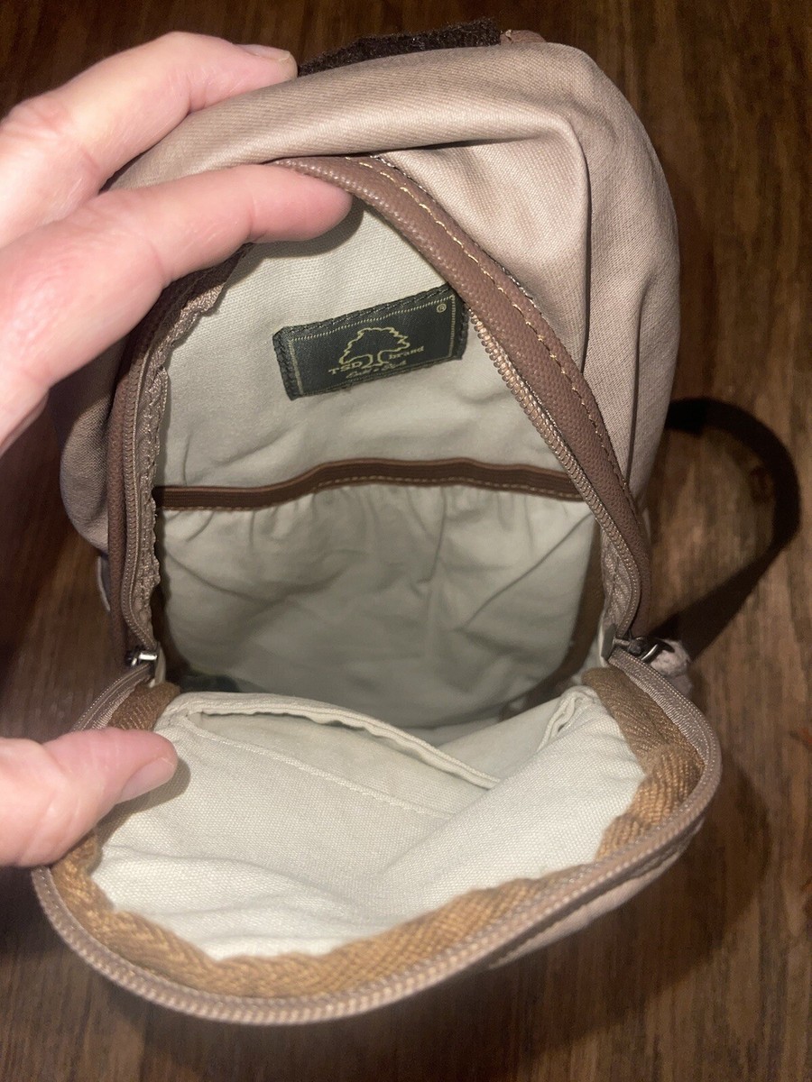 TSD Brand Torreya Gray Canvas Brown Leather Sling Shoulder  display picture 2