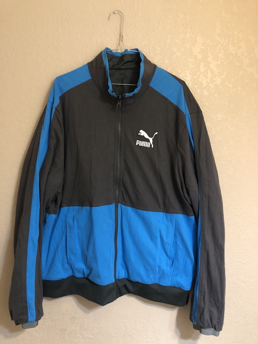 Puma Retro Sport Reversible Men's Full Zip Jacket Sweater Blue
