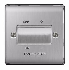 BG NBS15 Brushed Steel / Satin Chrome Fan Isolator Switch - 10amp 3 pole