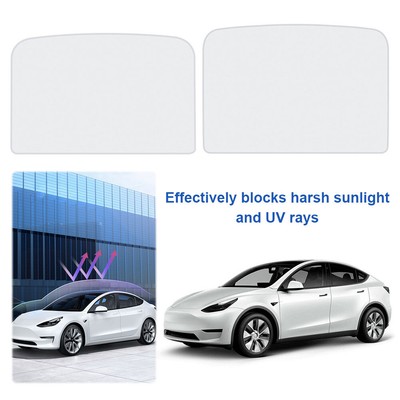 Front Rear Skylight Roof Sunshade for TE SLA Model 3 2024 Accessories Silver