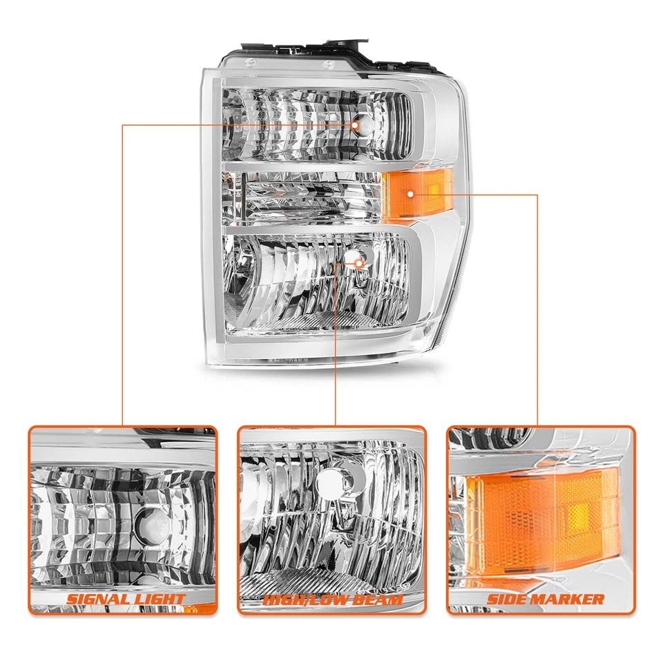 Par de faros halógenos superduty para Ford E150 E250 E350 E450 2008-2014 Foto 4 de 4