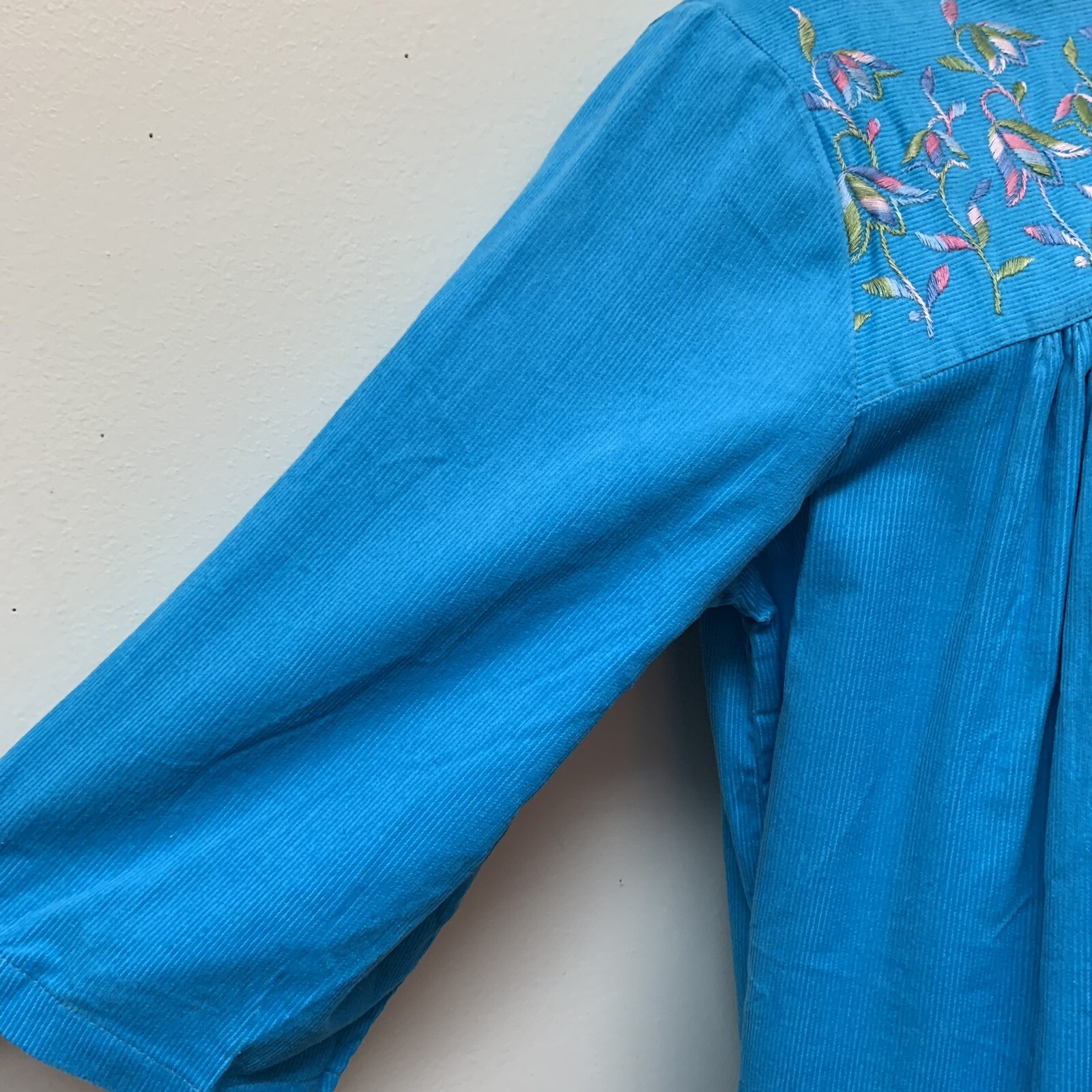 Vintage Carol Brent Montgomery Ward Embroidered Corduroy Robe Housecoat NEW NOS