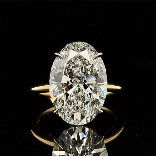 5.Ct Certified Oval Cut VVS1 White Natural Diamond 925 Silver Engagement Ring