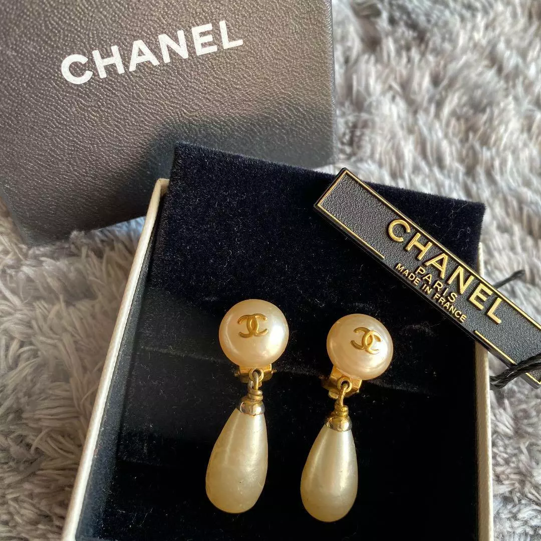 Vintage Chanel Paris Long Pearl Drop Earrings