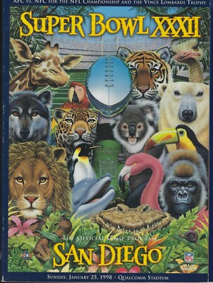 Super Bowl XXXII Program- Denver Broncos vs Green Bay Packers Qualcomm San Diego