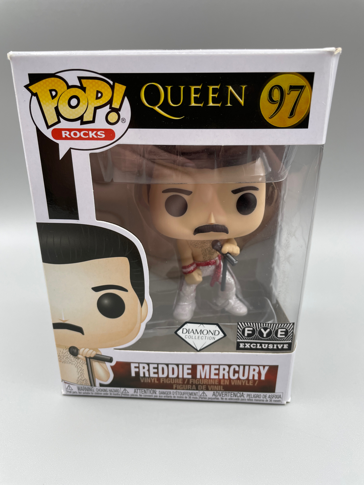 Funko Pop! Rocks Queen Freddie Mercury Diamond Glitter #97 Damaged Box