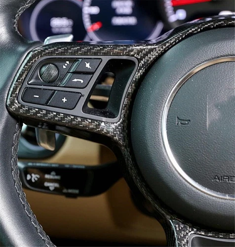 Real Carbon Fiber Steering Wheel Trim For Porsche 718 911 Cayenne Macan Panamera - Picture 9 of 12