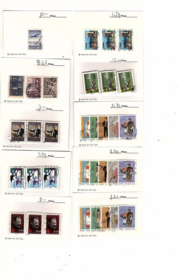 Colección de sellos de Finlandia cartulina de distribuidor con duplicados CV 574,00 (MB25 Foto 2 de 4