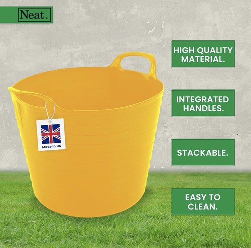 FLEXI TUB WITH HANDLE BUILDER BUCKET TRUG CONSTRUCTION CONTAINER BUCKET (yellow) - Picture 5 of 7