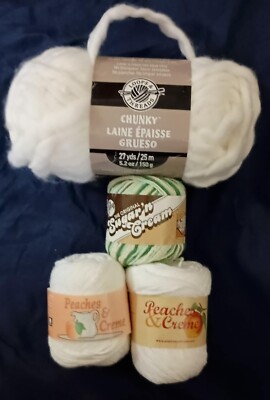 Lot Of 4 Yarn- Peaches &Cream/Sugar& Cream And Loops&Thread Chunky